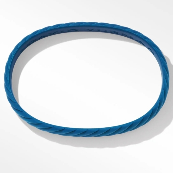 David Yurman Limited Edition Cable Blue Rubber Bracelet 10mm size (Medium) - Picture 6 of 7